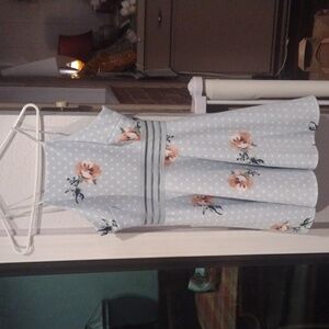 City Studios blue/gray polka dotted flower dress size 9